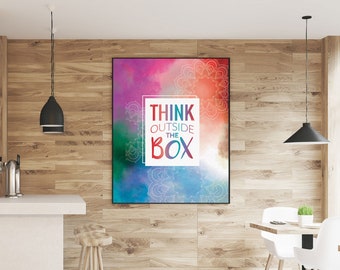 Arte mural «Piensa de forma creativa» / Decoración inspiradora para la oficina / Descarga digital minimalista