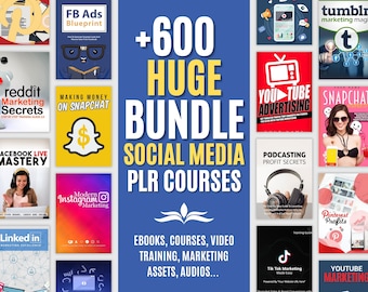600+ PLR Courses, Huge Bundle for Social Media Marketing Mega Pack (Ebooks, Courses, Video Training) with Private Label Rights