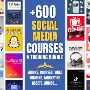 600+ Social Media Marketing Courses & Training Bundle | eBooks, Video Training | Digital Learning Pack