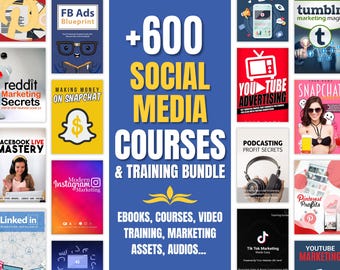 600+ Social Media Marketing Courses & Training Bundle | eBooks, Video Training | Digital Learning Pack