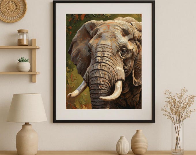 Elephant Watercolour Painting Wall Art Print