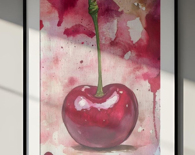 Red Cherry | Wall Art Print | Kitchen Art | Bar | Large Prints,