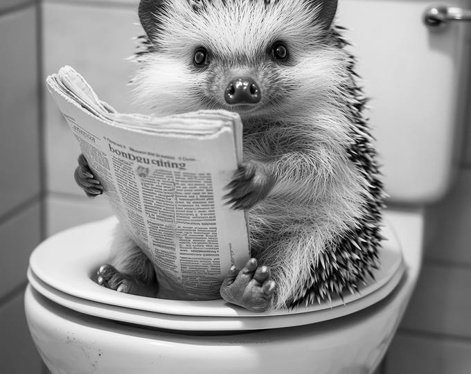 Hedgehog Bathroom Print | Funny Animal Wall Art