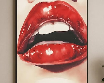 Red Lips | Lipstick | Abstract Art | Modern Wall Art