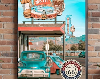 Route 66 Wall Art Print  - Kitchen - Bar - Lounge, Large Poster Prints,