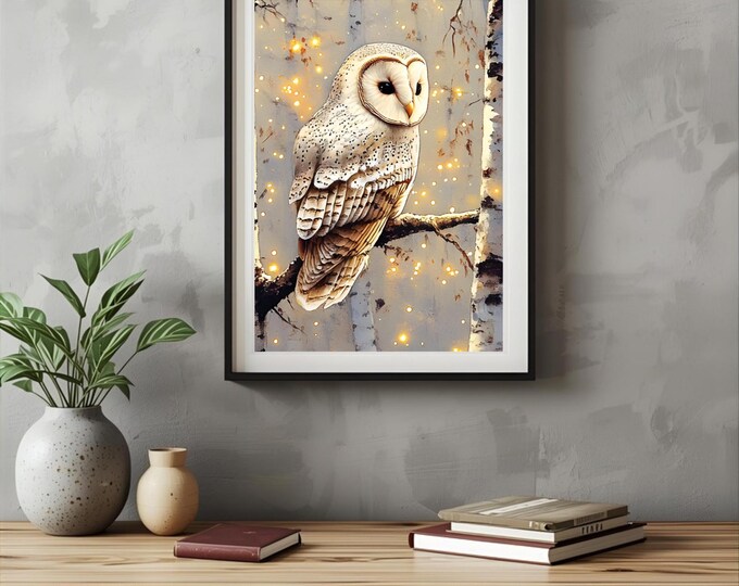 Barn Owl Watercolour  Wall Art poster Print