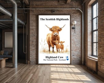 Highland Cow Print, Wall Art (UNFRAMED PRINT)