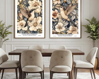 William Morris Humming Birds Prints, Set of 2, Exhibition Art, Bird Artwork,