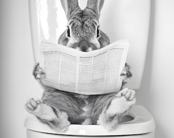 Funny Bunny Toilet Poster, Bathroom Wall Art, A4/A3 Print