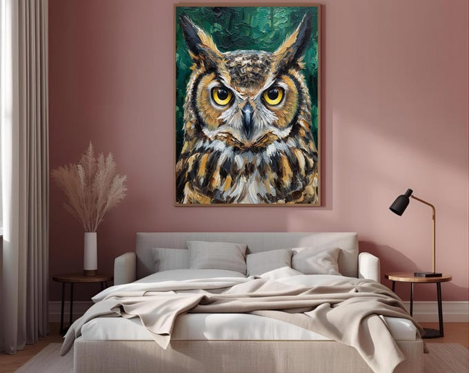 Owl Watercolour Painting Wall Art Print