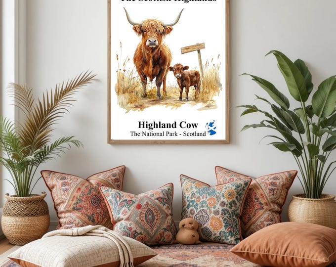 Highland Cow Poster Wall Art Print