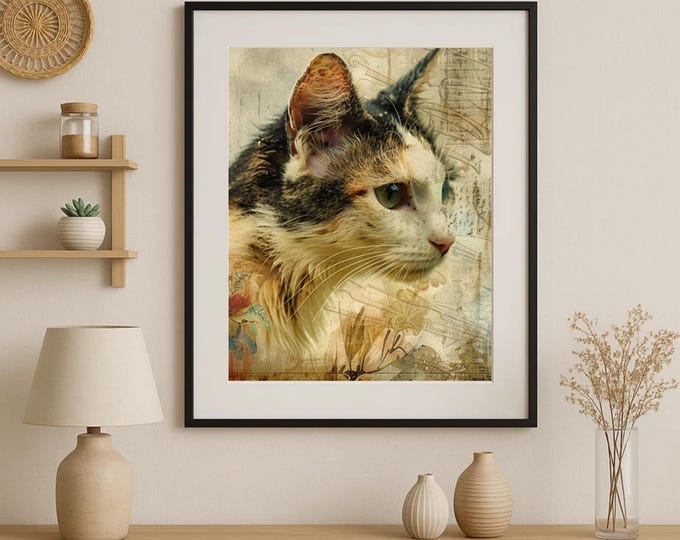 Cat Wall Art Print, Whimsical, Poster,