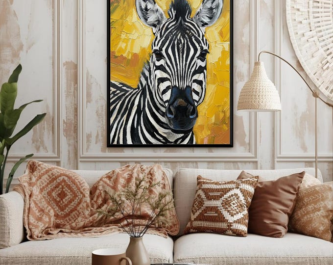 Zebra Watercolour Painting Wall Art Print