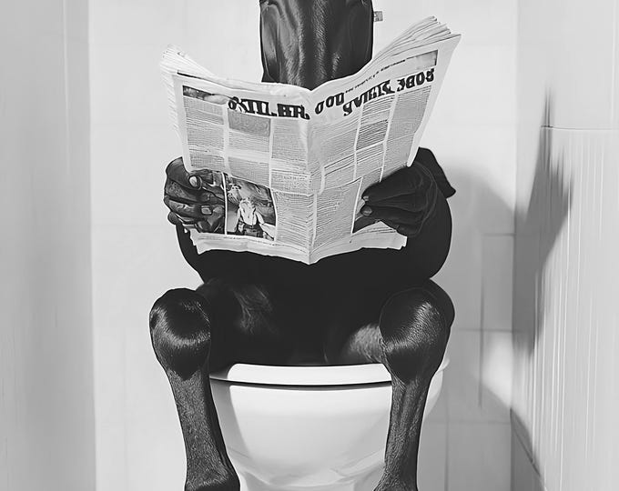 Funny Horse on Toilet Print - Quirky Bathroom Wall Art