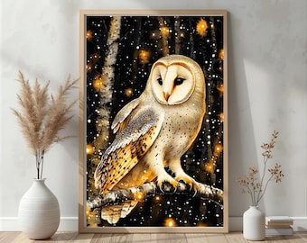 Barn Owl Watercolour Poster Wall Art Print