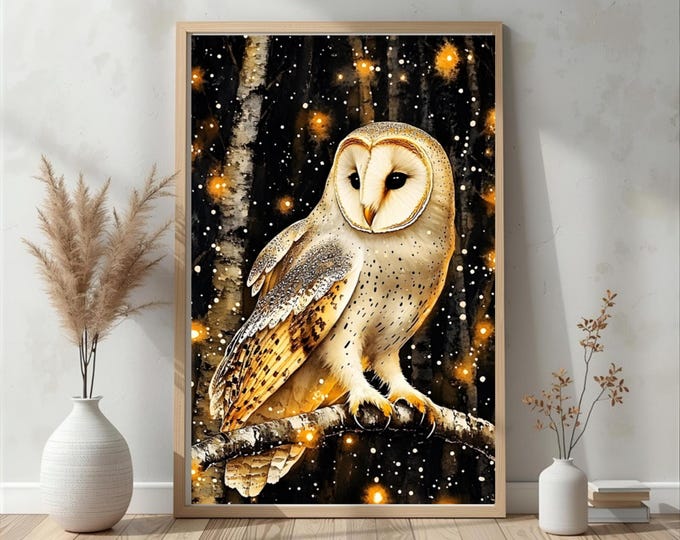 Barn Owl Watercolour Poster Wall Art Print