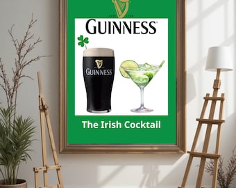 Guinness Wall Art Print -  - Kitchen - Bar - Lounge Large Poster Prints, Irish Cocktail