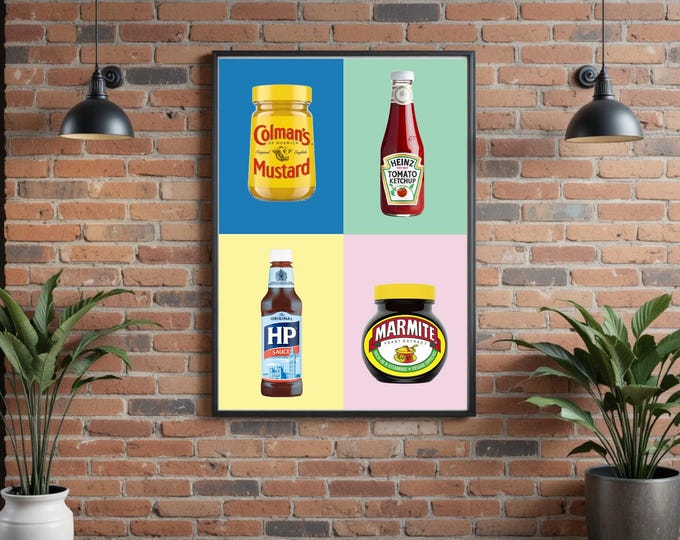 Kitchen Wall Art Print Poster Sauces and Spreads