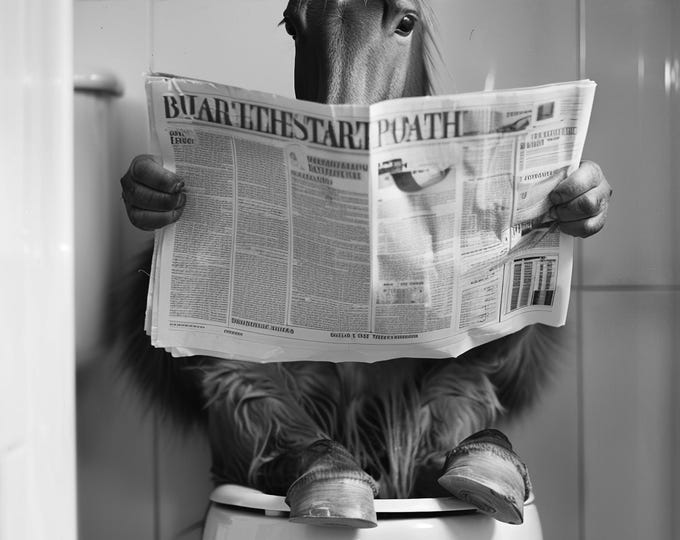 Funny Horse Bathroom Print, Quirky Animal Photo Art