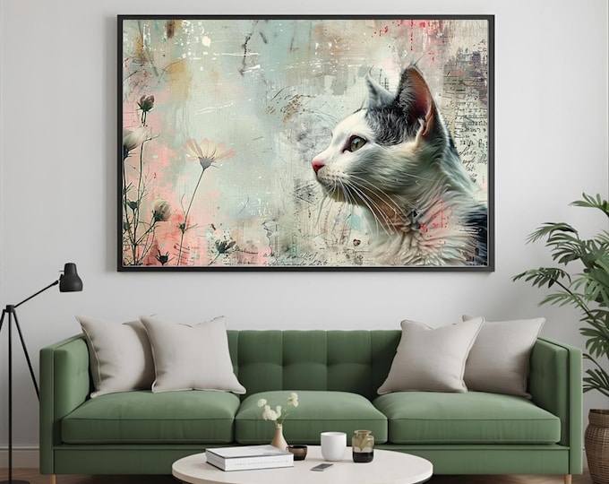 Cat Wall Art Print, Whimsical, Poster,