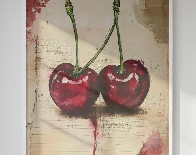 Red Cherry | Wall Art Print | Kitchen Art | Bar | Large Prints,