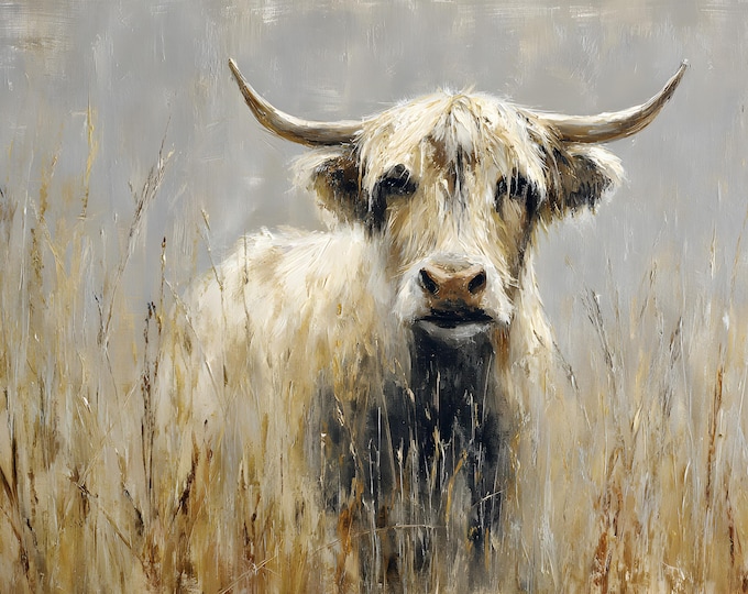 Highland Cow Watercolour Wall Print Art