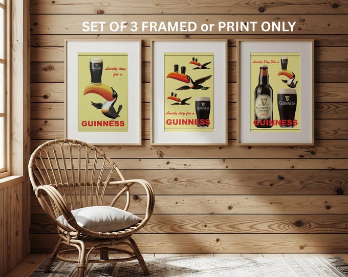 Guinness Set of 3 Wall Art Prints - Kitchen - Bar