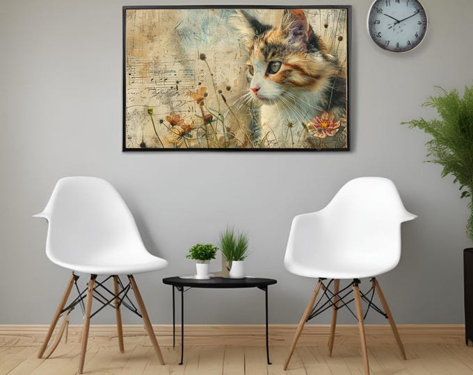 Cat Wall Art Print, Whimsical, Poster,