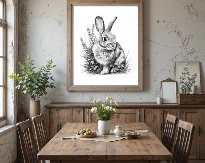 Bunny Rabbit Wall Art Poster Prints for Kitchen, Bedroom, Bathroom