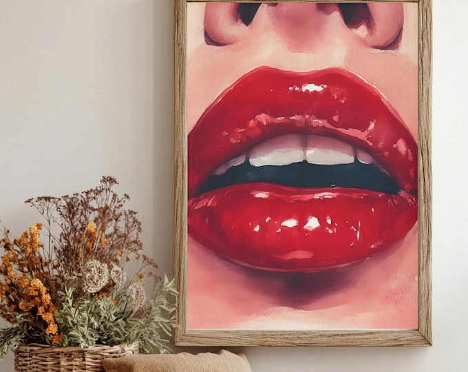 Red Lips | Lipstick | Abstract Art | Modern Wall Art
