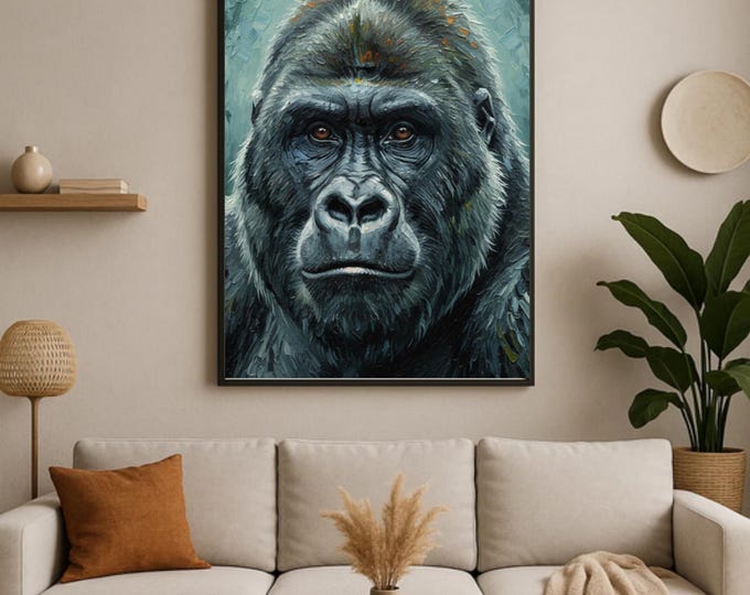 Gorilla Watercolour Painting Wall Art Print