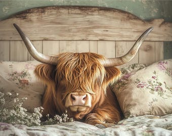 Highland Cow Print: Farmhouse Bathroom Wall Art