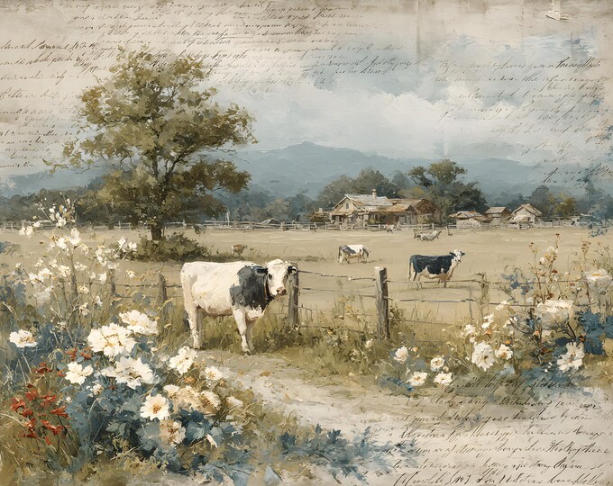 Cow Watercolour Wall Print Art