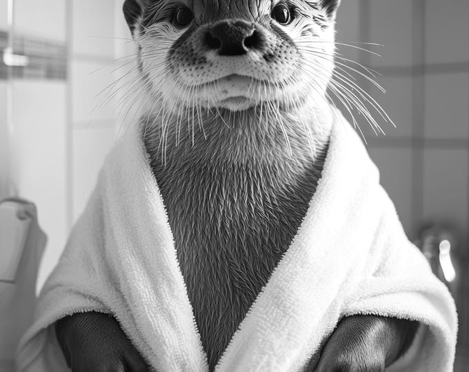 Funny Otter Satin Paper Print, Bathroom Wall Art (A4 / A3)