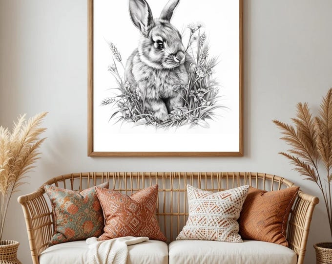 Bunny Rabbit Wall Art Poster Prints for Kitchen, Bedroom, Bathroom