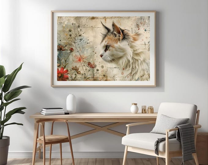 Cat Wall Art Print, Whimsical, Poster,