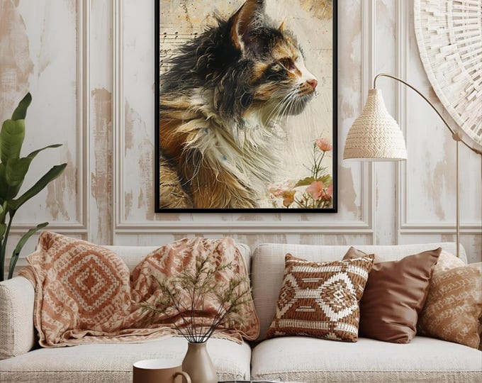 Cat Wall Art Print, Whimsical, Poster,