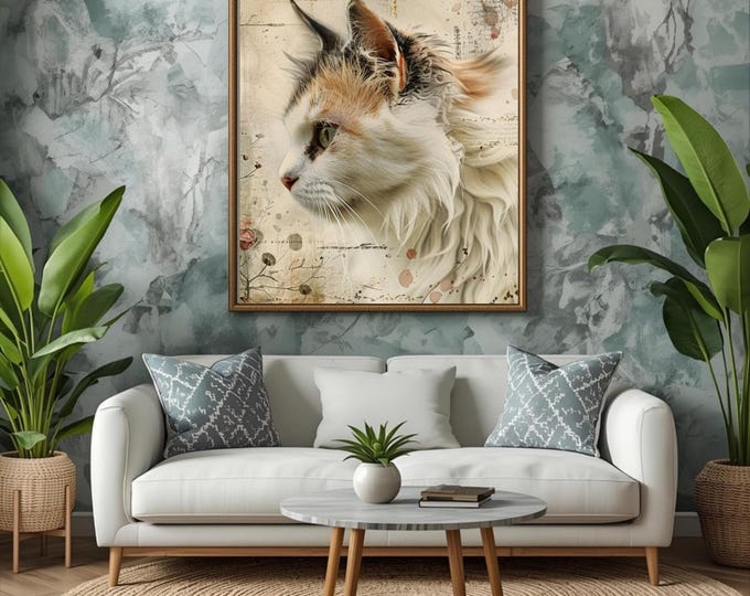 Cat Wall Art Print, Whimsical, Poster,