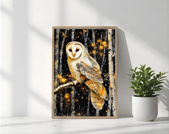 Barn Owl Watercolour  Wall Art Print Bedroom - Kitchen - Lounge