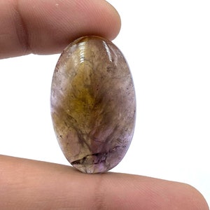 Beautiful Amethyst Cacoxenite Cabochon - Cacoxenite Super Seven Quartz Gemstone - Oval Shape Gemstone - 32x20x7mm - 36Ct