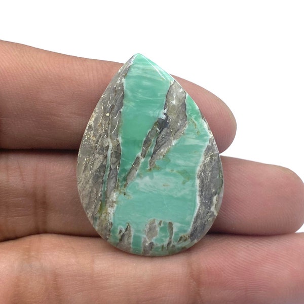 Beautiful Variscite Cabochon, Utah Variscite Gemstone, American Variscite Gemstone, Pear Shape Gemstone, 35x25x5 mm, 30Ct