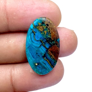 Vacker blå opalina cabochon - Chrysocolla opalin ädelsten - oval formad ädelsten - 27x16x4mm - 14ct