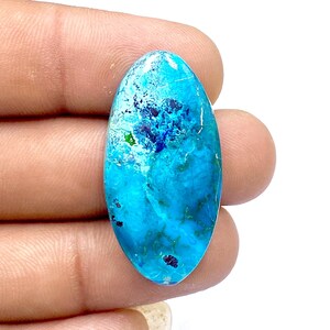 Top Quality Shattuckite With Azurite   Cabochon - Oval Shape Gemstone - Handmade Polished Stone - 36x18x6mm - 29Ct