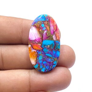 Orange Dahlia  Turquoise Cabochon Gemstone, Kingman Composite Turquoise Gemstone, Oval Shape Gemstone, 36x20x4mm, 25Ct