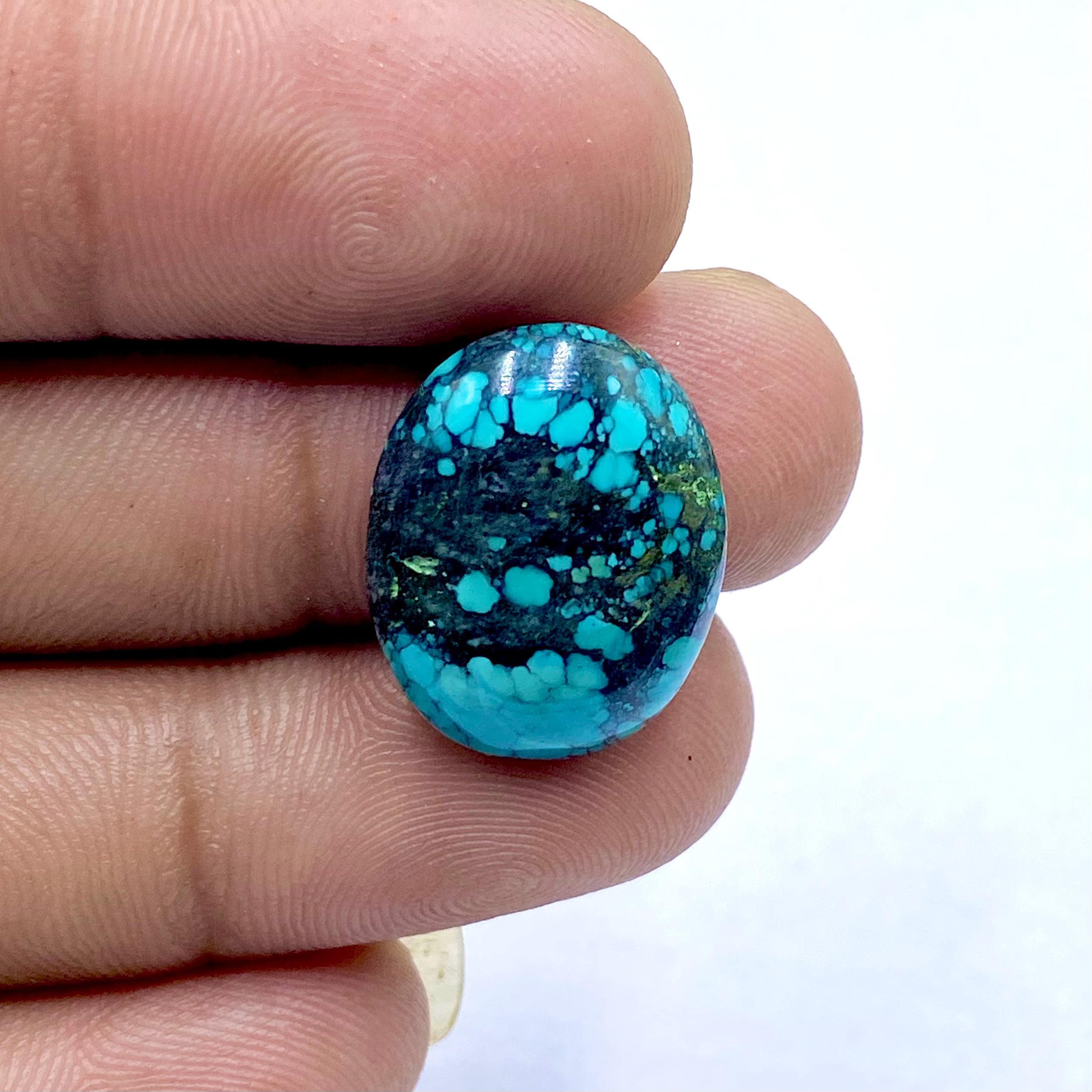 Cabochon Turquoise Toile D'araignée 8 Mm - Pierre Créée En Labo - Lot De Plus De 25 Pièces - Pour Bijoux