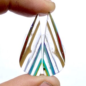 Californian Surfite Earring Pair Cabochon - Cornish Surfite Gemstone - Tumbled Shape Cabochon - Matching Earring Pair - 34x12x5mm - 13Ct