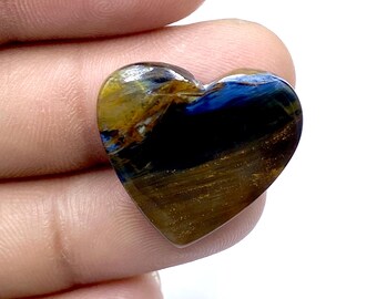 Beautiful Pitersite Cabochon - Heart Shape Gemstone - Multi Fire Pietersite Gemstone - Designer Pietersite Cabochon - 22x24x5mm - 19Ct