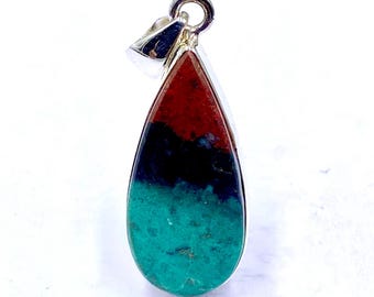 925 SILVER PENDANT - Sonora Sunrise Silver Pendant - 92.5 Statement Sterling Silver - Pear Shape Tricolour Sonora Sunrise Pendant - 32x15mm