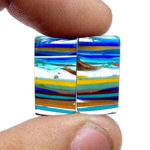 Californian Surfite Earring Pair Cabochon - Cornish Surfite Gemstone - Cushion Shape Cabochon - Matching Earring Pair - 19x10x4mm - 8Ct