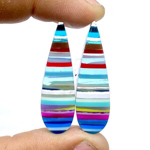 Californian Surfite Earring Pair Cabochon - Cornish Surfite Gemstone - Pear Shape Cabochon - Matching Earring Pair - 38x12x5mm - 16Ct